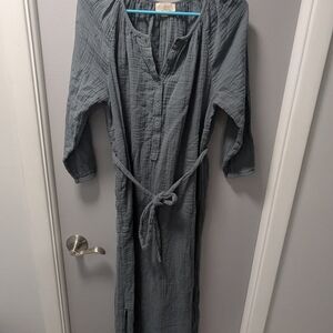 LOFT Charcoal Textured Button-Up Top